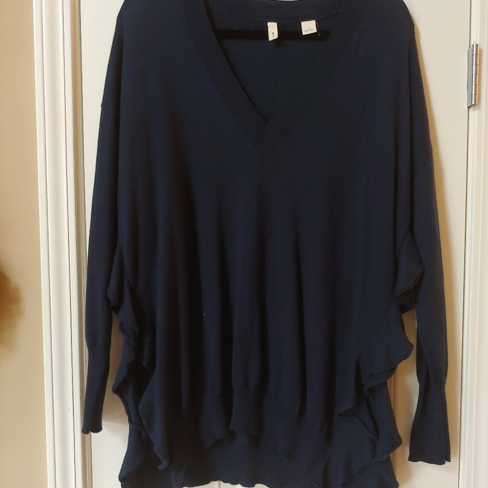 Anthropologie Moth Navy v neck sweater size medium